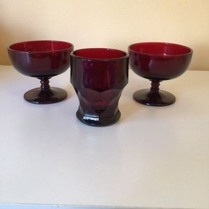 Anchor Hocking Royal Ruby Glass Sherbets & Tumbler